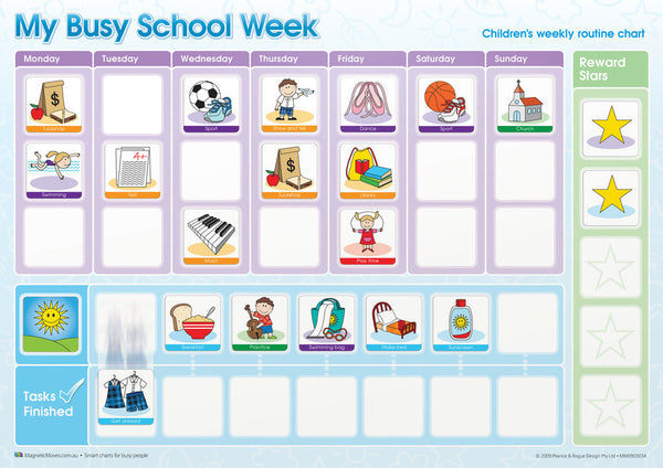 My Busy School Week - Magnetic Rewards Chart
