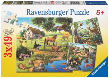 Forest Zoo & Pets Puzzle 3 x 49pc 5yrs+