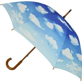 Umbrella - Adult Wooden Hook Handle - Clouds
