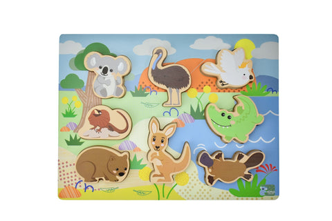 BUSH BUDDIES AUSTRALIAN ANIMALS WOODEN CHUNKY PUZZLE
