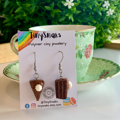 Tiny Snaks - Chocolate  Cake Earrings