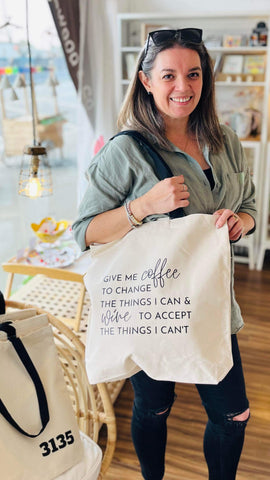 TOTE BAG - Give me Coffee to change the things I can and Wine to accept the things I can't