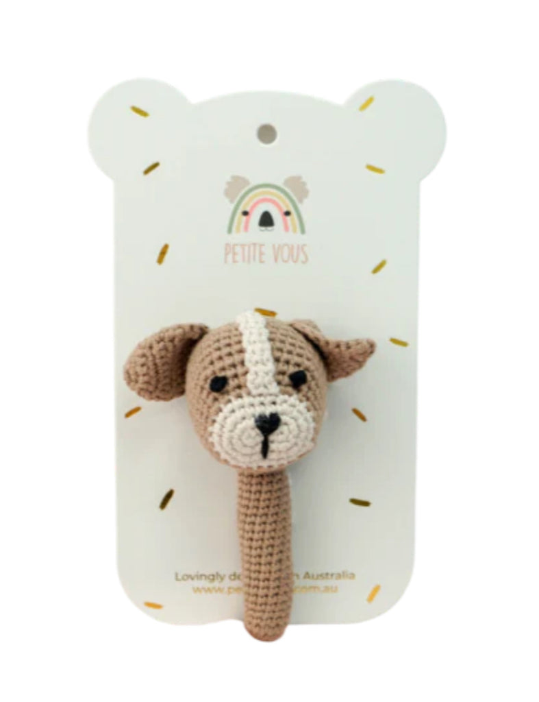 100% Cotton Crochet Hand Rattle - Parker Puppy