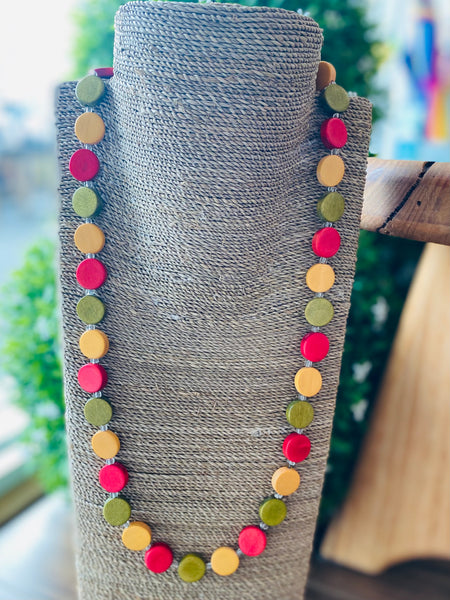 Handmade Wooden Disc Necklace - Long