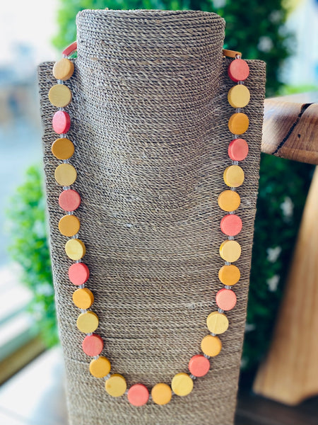 Handmade Wooden Disc Necklace - Long