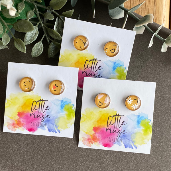 Little Muse Creations - Glass Face emoji Studs