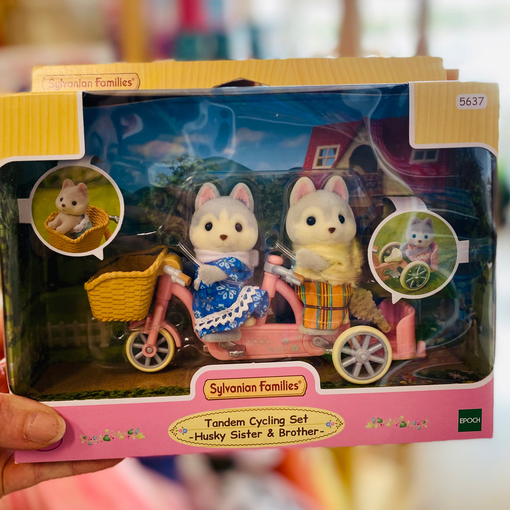 Sylvanian Families - Tandem Cycling Set - Husky Sister & Brother