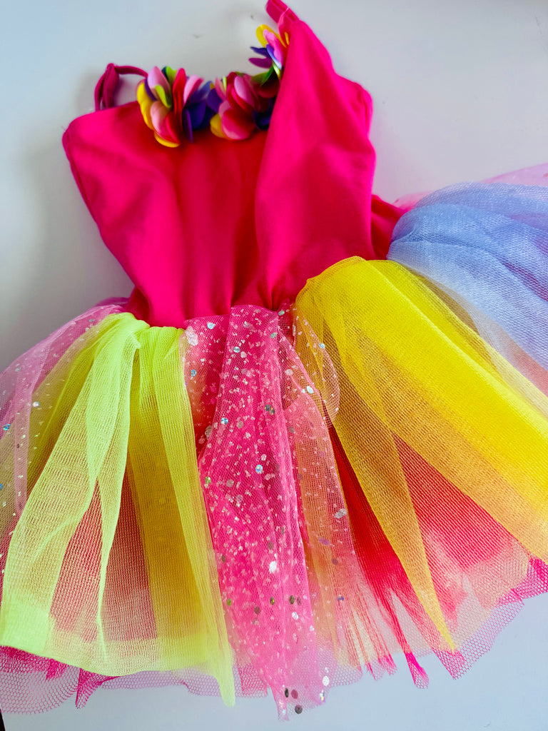 Pink Poppy Rainbow Tutu Dress - Size 5-6years