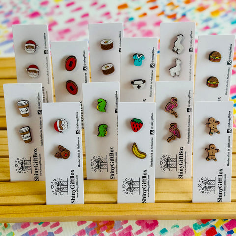 Hand Painted Wooden Earrings