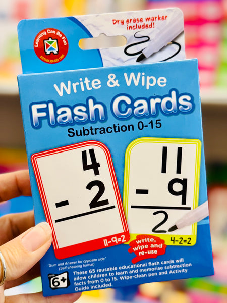 Write & Wipe Flash Cards - Subtraction 0-15