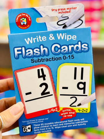 Write & Wipe Flash Cards - Subtraction 0-15