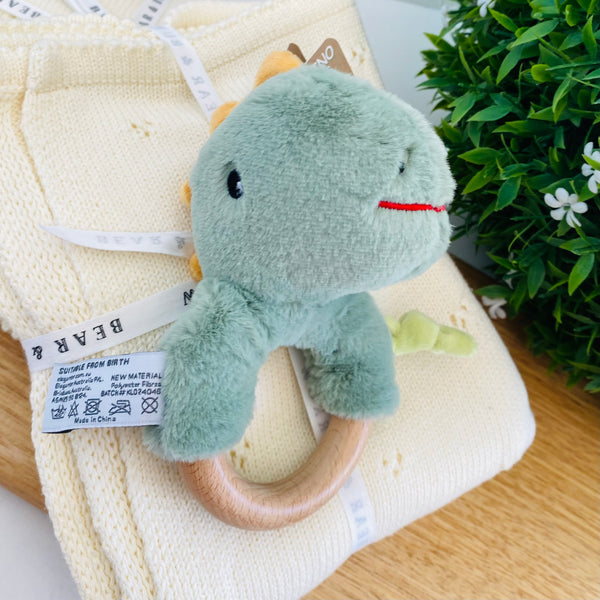 SNUGGLE BUDDY MINTY DINOSAUR WOODEN RING RATTLE - Koala Dream