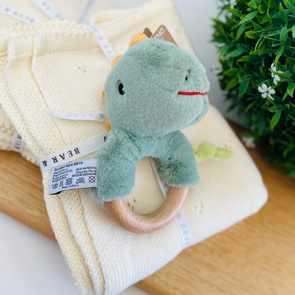 SNUGGLE BUDDY MINTY DINOSAUR WOODEN RING RATTLE - Koala Dream
