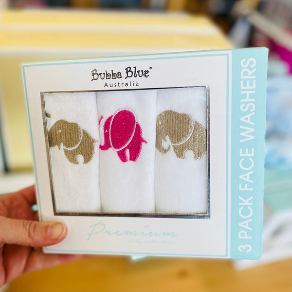 Bubba Blue - 3pk face washers - Premium Baby collection