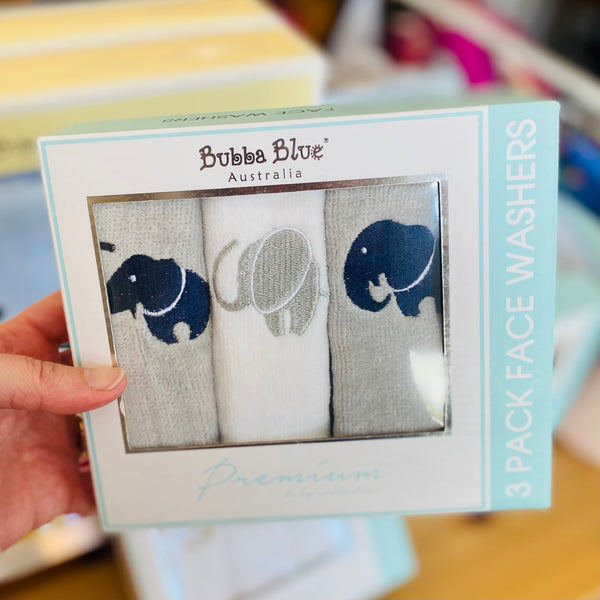 Bubba Blue - 3pk face washers - Premium Baby collection