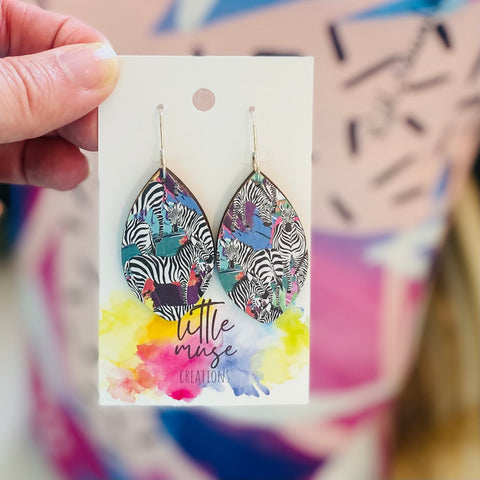 Little Muse Creations- Zebras Bamboo Dangle Earrings