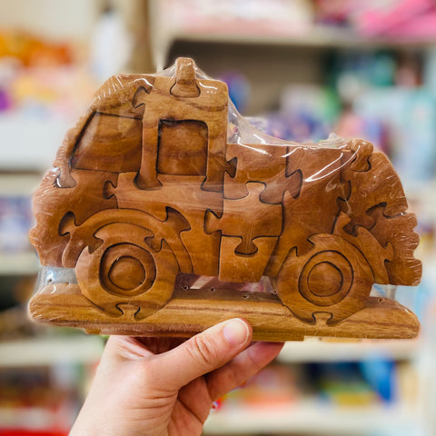 Wooden Fire Engine Puzzle 3D