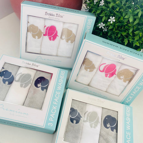Bubba Blue - 3pk face washers - Premium Baby collection