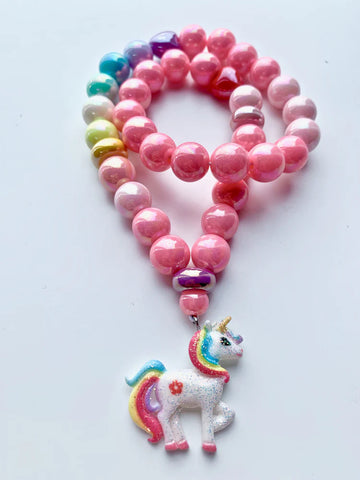 Rainbow  Glitter Unicorn Necklace