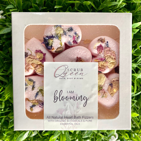 Scrub Queen "I Am Blooming" Heart Bath Fizzers - Mini 7 Pack