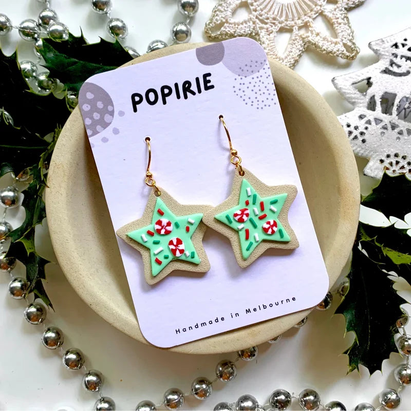 Popirie - Christmas Stars Green Candy earrings