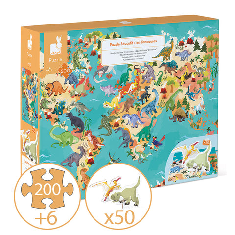 JANOD  -  Educational Puzzle The Dinosaurs - 200 pc