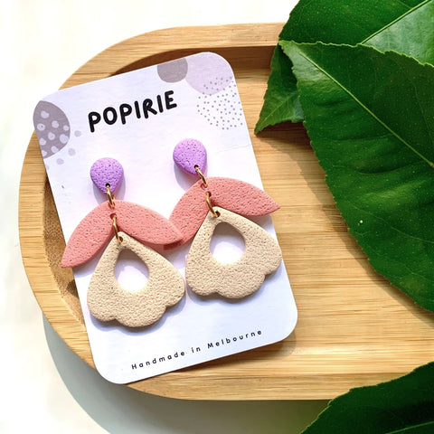 Popirie - Stud Drop Earrings - Floral Neutral