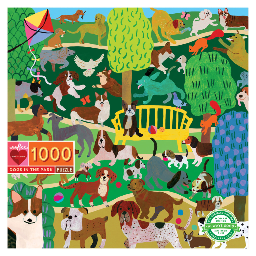 eeBoo - Dogs in Park 1000pc puzzle