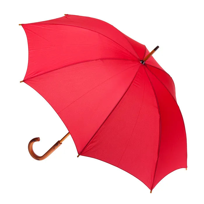 Umbrella - Adult Wood Shaft Handle - Red