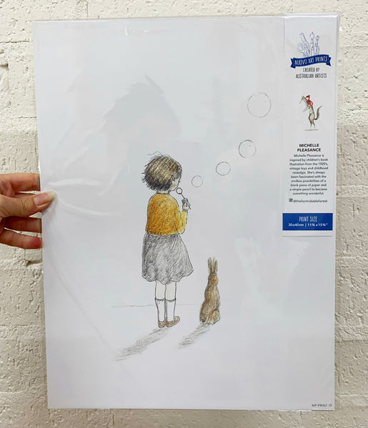 Girl Blowing Bubbles - Print