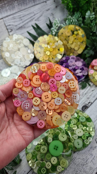 Addicted To Buttons Round Coaster/Paperweight