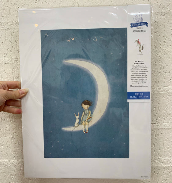 Girl Moon Fishing - Print