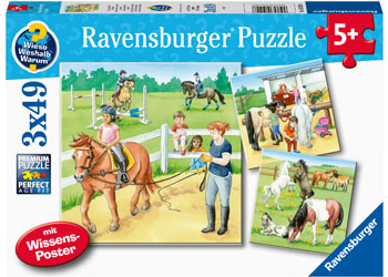 Ravensburger -  A Day at the Stables Puzzle - 3x49pc